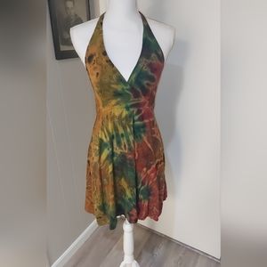 Tie dye halter sun dress